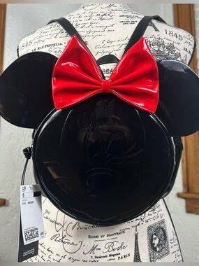 Disney Minnie Mouse Faux Patent Leather Backpack H&M NWT